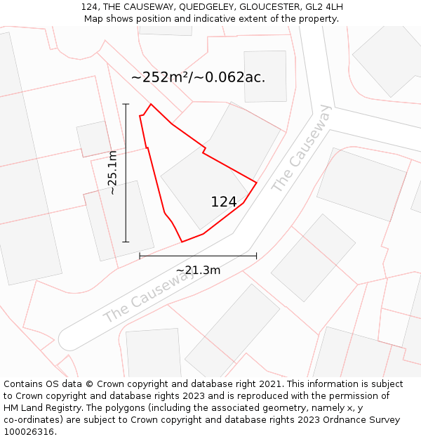 124, THE CAUSEWAY, QUEDGELEY, GLOUCESTER, GL2 4LH: Plot and title map