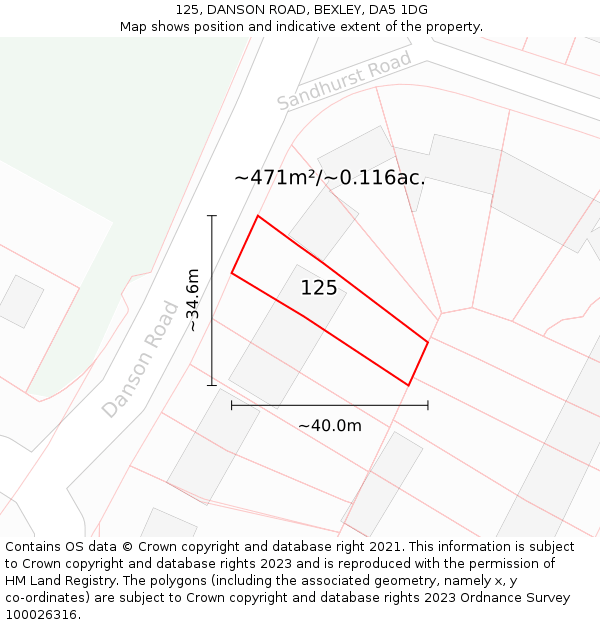 125, DANSON ROAD, BEXLEY, DA5 1DG: Plot and title map