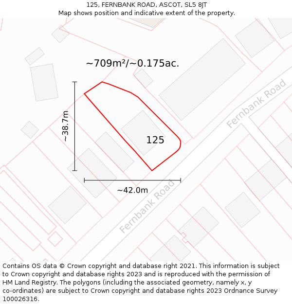 125, FERNBANK ROAD, ASCOT, SL5 8JT: Plot and title map