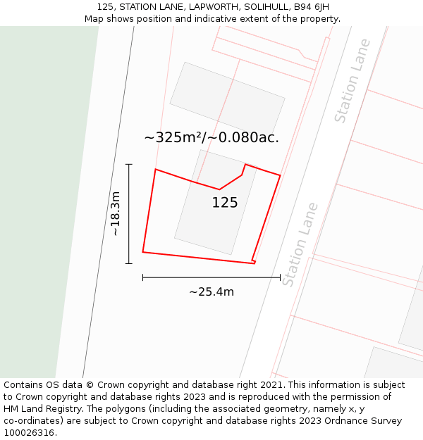 125, STATION LANE, LAPWORTH, SOLIHULL, B94 6JH: Plot and title map