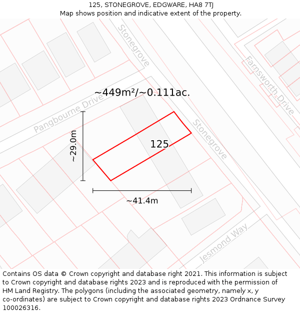 125, STONEGROVE, EDGWARE, HA8 7TJ: Plot and title map