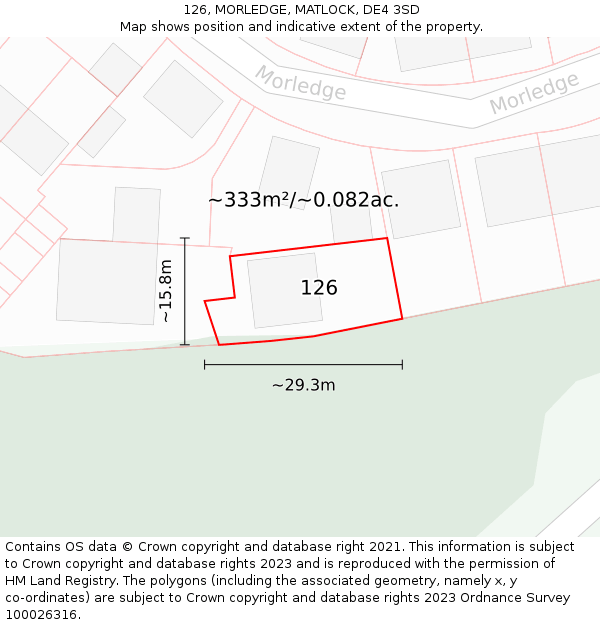 126, MORLEDGE, MATLOCK, DE4 3SD: Plot and title map