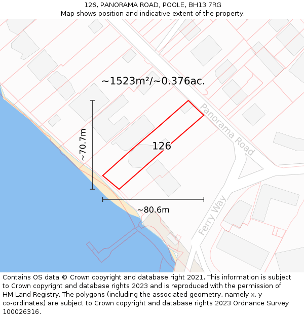 126, PANORAMA ROAD, POOLE, BH13 7RG: Plot and title map