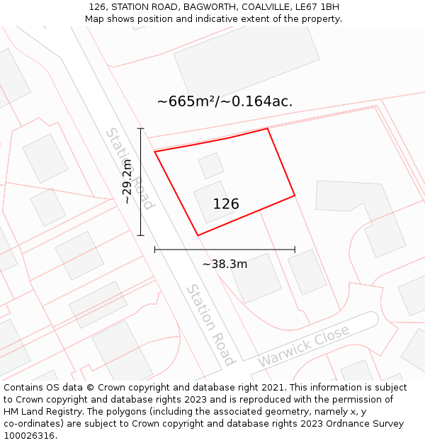 126, STATION ROAD, BAGWORTH, COALVILLE, LE67 1BH: Plot and title map