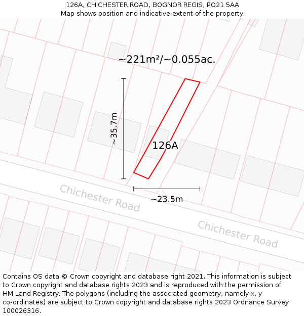 126A, CHICHESTER ROAD, BOGNOR REGIS, PO21 5AA: Plot and title map