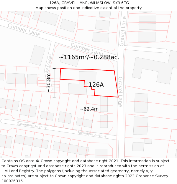 126A, GRAVEL LANE, WILMSLOW, SK9 6EG: Plot and title map