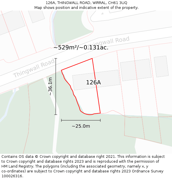 126A, THINGWALL ROAD, WIRRAL, CH61 3UQ: Plot and title map
