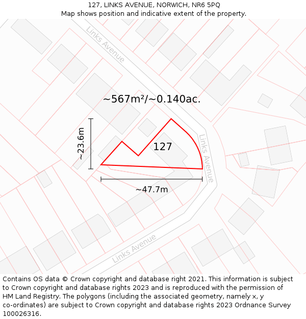 127, LINKS AVENUE, NORWICH, NR6 5PQ: Plot and title map