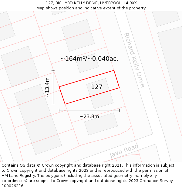 127, RICHARD KELLY DRIVE, LIVERPOOL, L4 9XX: Plot and title map