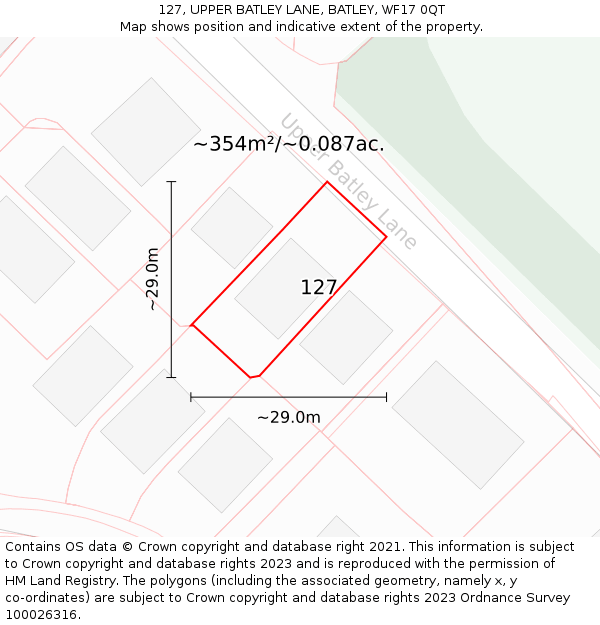 127, UPPER BATLEY LANE, BATLEY, WF17 0QT: Plot and title map