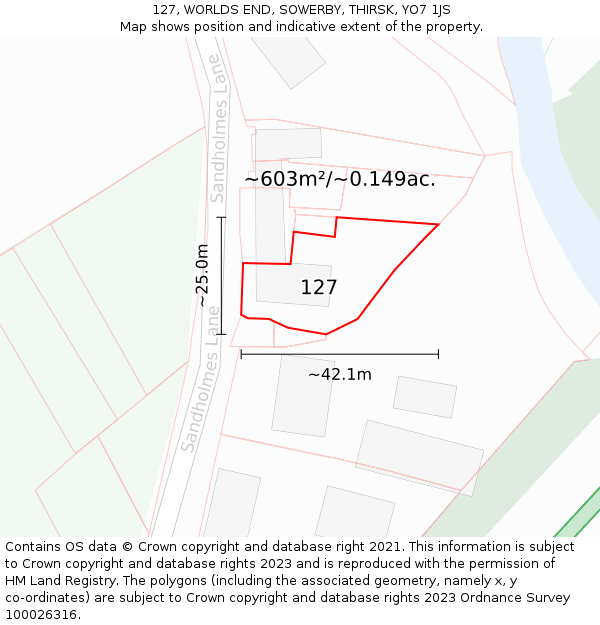 127, WORLDS END, SOWERBY, THIRSK, YO7 1JS: Plot and title map