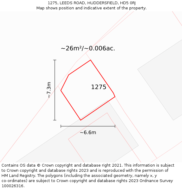 1275, LEEDS ROAD, HUDDERSFIELD, HD5 0RJ: Plot and title map