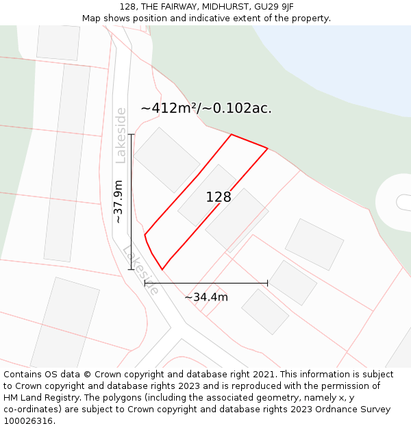 128, THE FAIRWAY, MIDHURST, GU29 9JF: Plot and title map