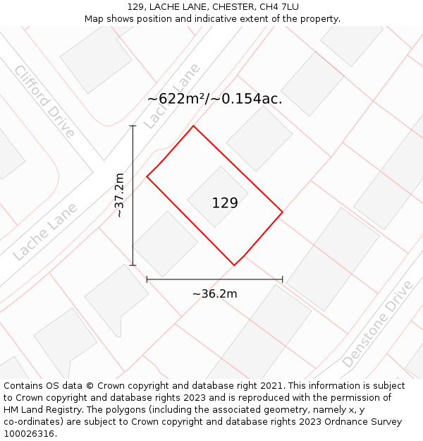 129, LACHE LANE, CHESTER, CH4 7LU: Plot and title map
