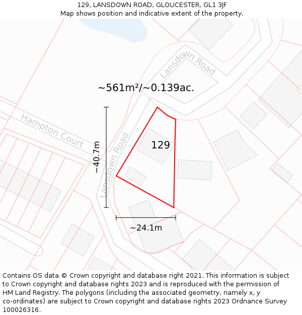 129, LANSDOWN ROAD, GLOUCESTER, GL1 3JF: Plot and title map