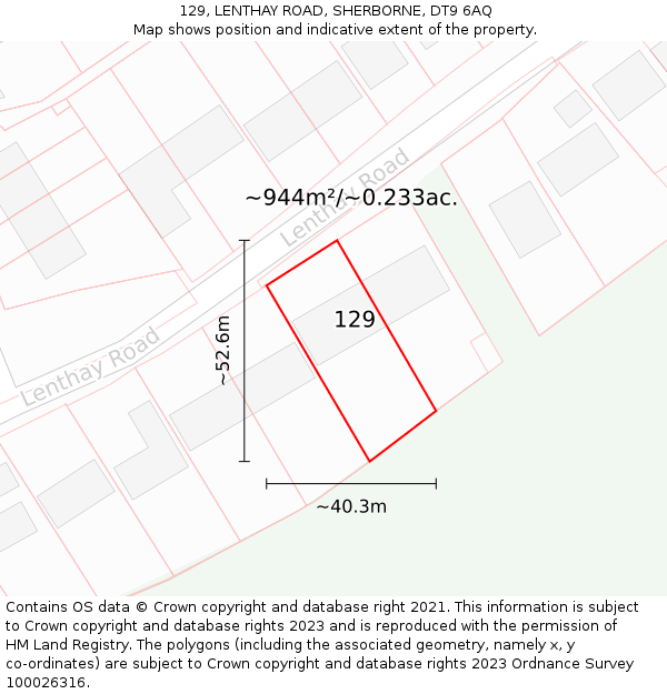 129, LENTHAY ROAD, SHERBORNE, DT9 6AQ: Plot and title map