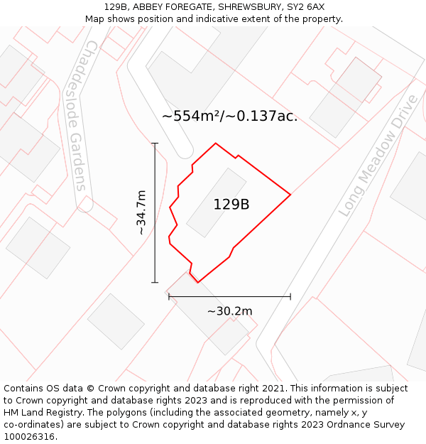 129B, ABBEY FOREGATE, SHREWSBURY, SY2 6AX: Plot and title map