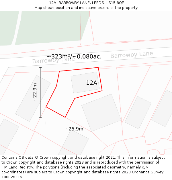12A, BARROWBY LANE, LEEDS, LS15 8QE: Plot and title map