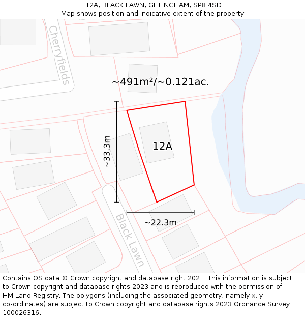 12A, BLACK LAWN, GILLINGHAM, SP8 4SD: Plot and title map