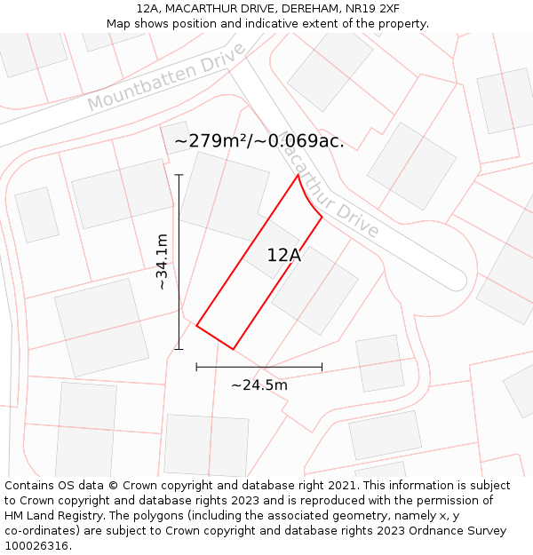 12A, MACARTHUR DRIVE, DEREHAM, NR19 2XF: Plot and title map