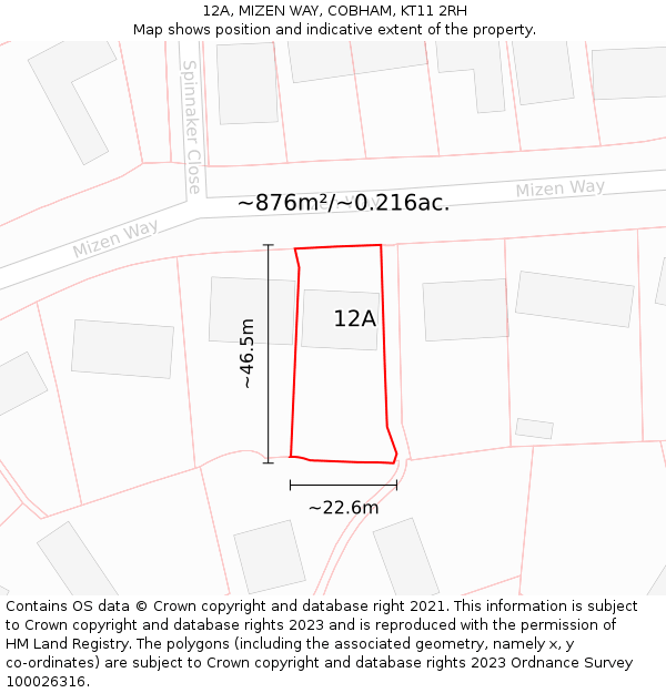 12A, MIZEN WAY, COBHAM, KT11 2RH: Plot and title map