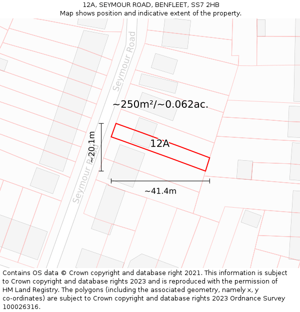 12A, SEYMOUR ROAD, BENFLEET, SS7 2HB: Plot and title map