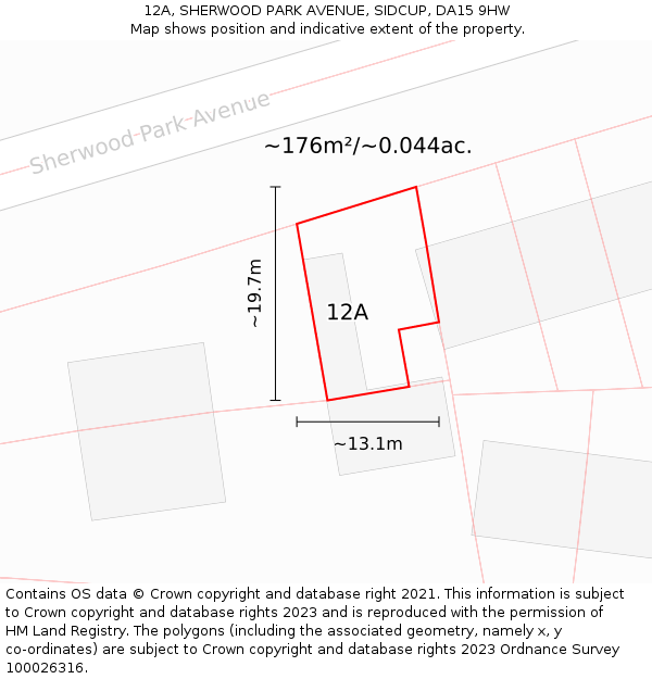12A, SHERWOOD PARK AVENUE, SIDCUP, DA15 9HW: Plot and title map
