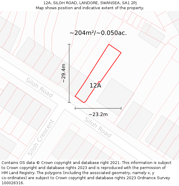 12A, SILOH ROAD, LANDORE, SWANSEA, SA1 2PJ: Plot and title map
