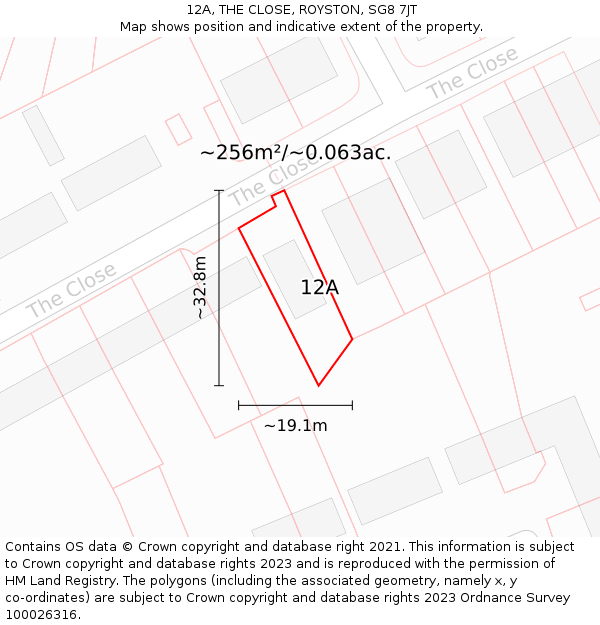12A, THE CLOSE, ROYSTON, SG8 7JT: Plot and title map
