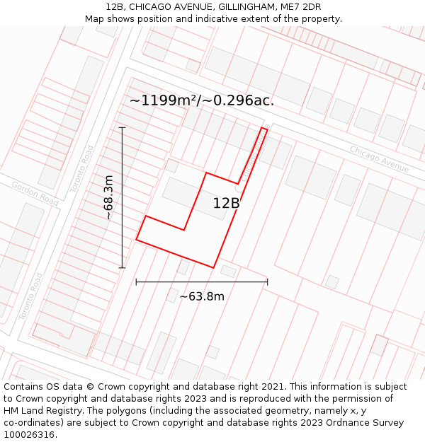 12B, CHICAGO AVENUE, GILLINGHAM, ME7 2DR: Plot and title map