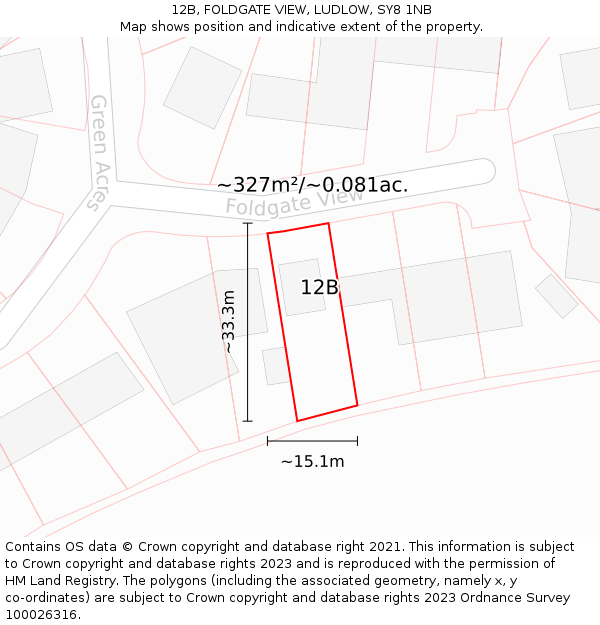 12B, FOLDGATE VIEW, LUDLOW, SY8 1NB: Plot and title map