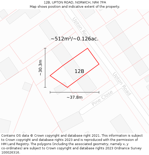 12B, UPTON ROAD, NORWICH, NR4 7PA: Plot and title map