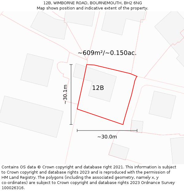 12B, WIMBORNE ROAD, BOURNEMOUTH, BH2 6NG: Plot and title map