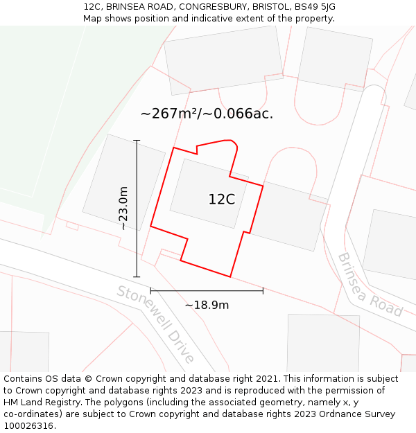 12C, BRINSEA ROAD, CONGRESBURY, BRISTOL, BS49 5JG: Plot and title map