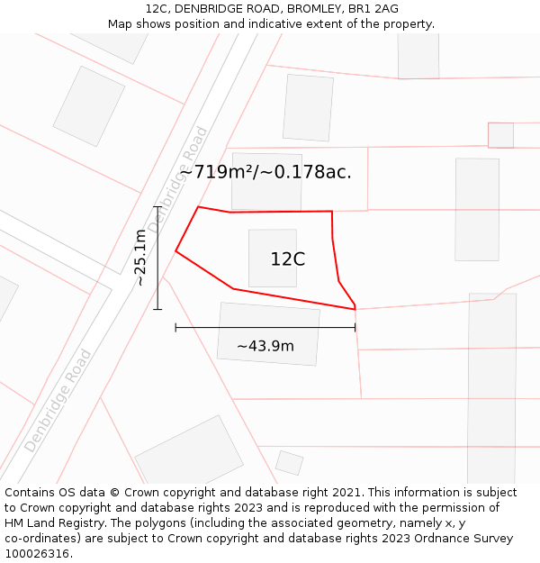 12C, DENBRIDGE ROAD, BROMLEY, BR1 2AG: Plot and title map