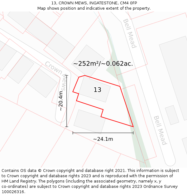 13, CROWN MEWS, INGATESTONE, CM4 0FP: Plot and title map