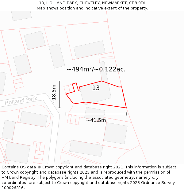 13, HOLLAND PARK, CHEVELEY, NEWMARKET, CB8 9DL: Plot and title map