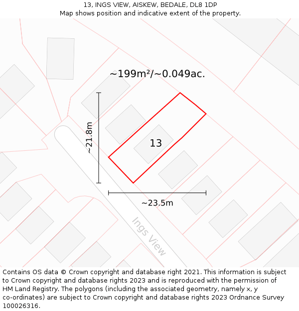 13, INGS VIEW, AISKEW, BEDALE, DL8 1DP: Plot and title map