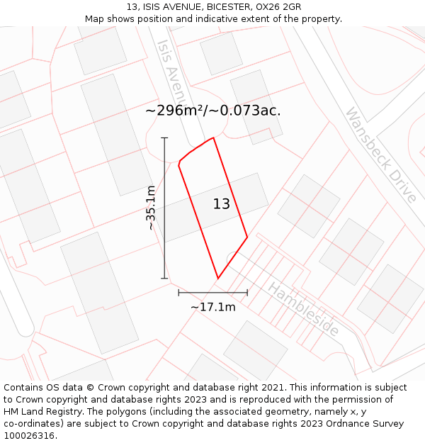 13, ISIS AVENUE, BICESTER, OX26 2GR: Plot and title map