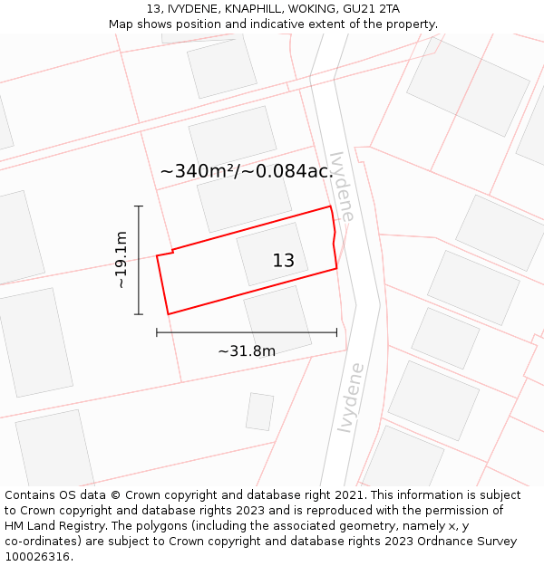 13, IVYDENE, KNAPHILL, WOKING, GU21 2TA: Plot and title map