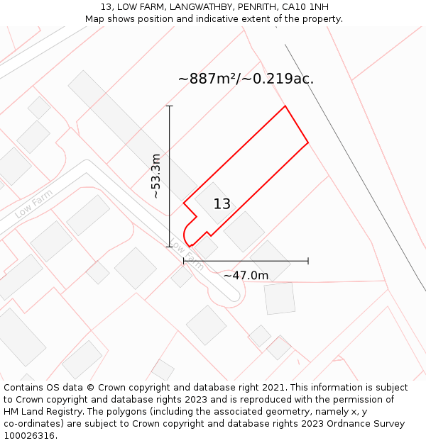 13, LOW FARM, LANGWATHBY, PENRITH, CA10 1NH: Plot and title map