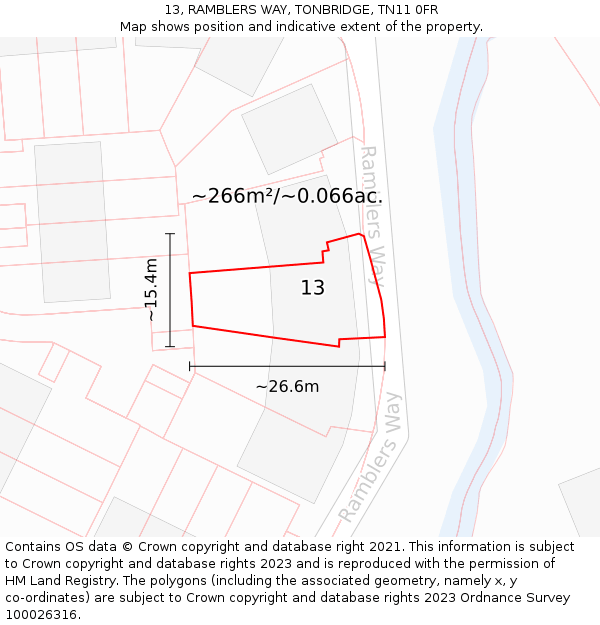 13, RAMBLERS WAY, TONBRIDGE, TN11 0FR: Plot and title map
