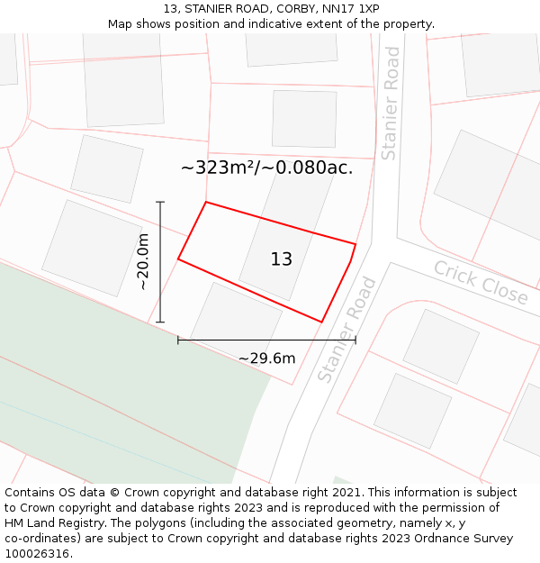 13, STANIER ROAD, CORBY, NN17 1XP: Plot and title map