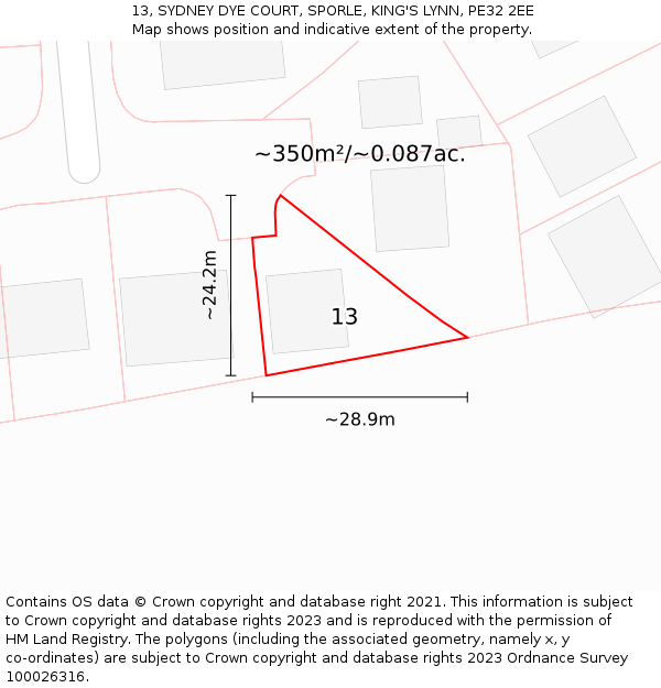 13, SYDNEY DYE COURT, SPORLE, KING'S LYNN, PE32 2EE: Plot and title map