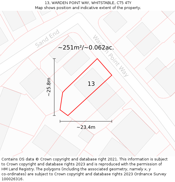 13, WARDEN POINT WAY, WHITSTABLE, CT5 4TY: Plot and title map