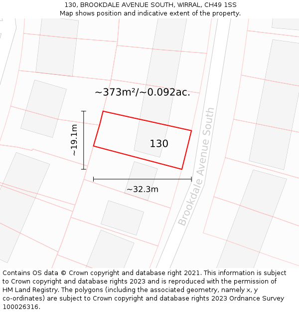 130, BROOKDALE AVENUE SOUTH, WIRRAL, CH49 1SS: Plot and title map
