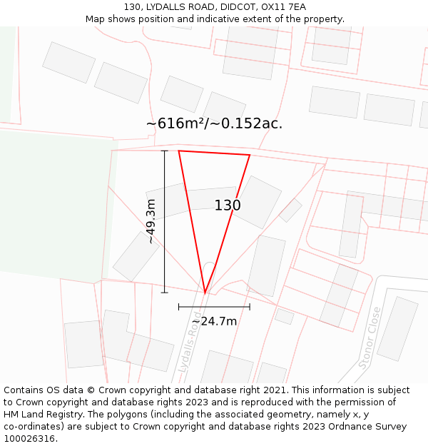 130, LYDALLS ROAD, DIDCOT, OX11 7EA: Plot and title map