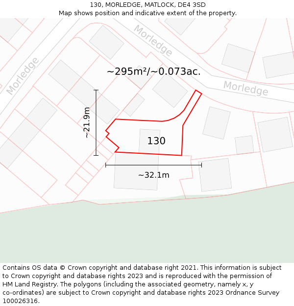 130, MORLEDGE, MATLOCK, DE4 3SD: Plot and title map