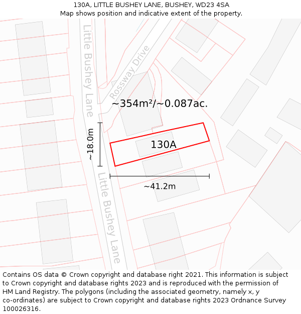 130A, LITTLE BUSHEY LANE, BUSHEY, WD23 4SA: Plot and title map
