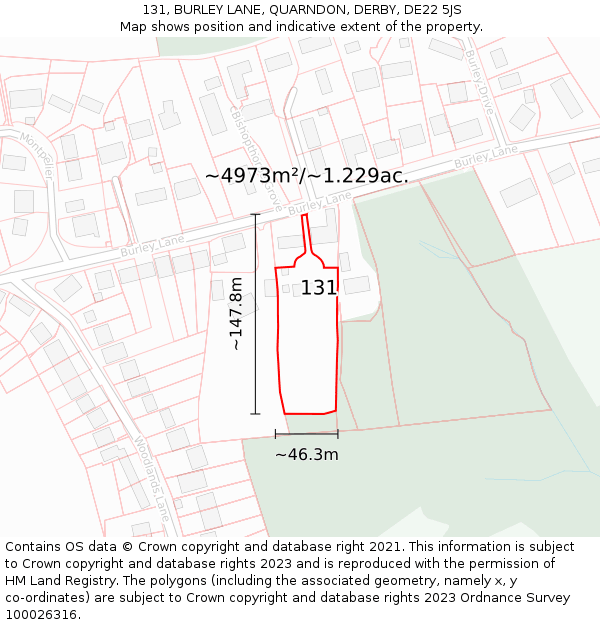 131, BURLEY LANE, QUARNDON, DERBY, DE22 5JS: Plot and title map